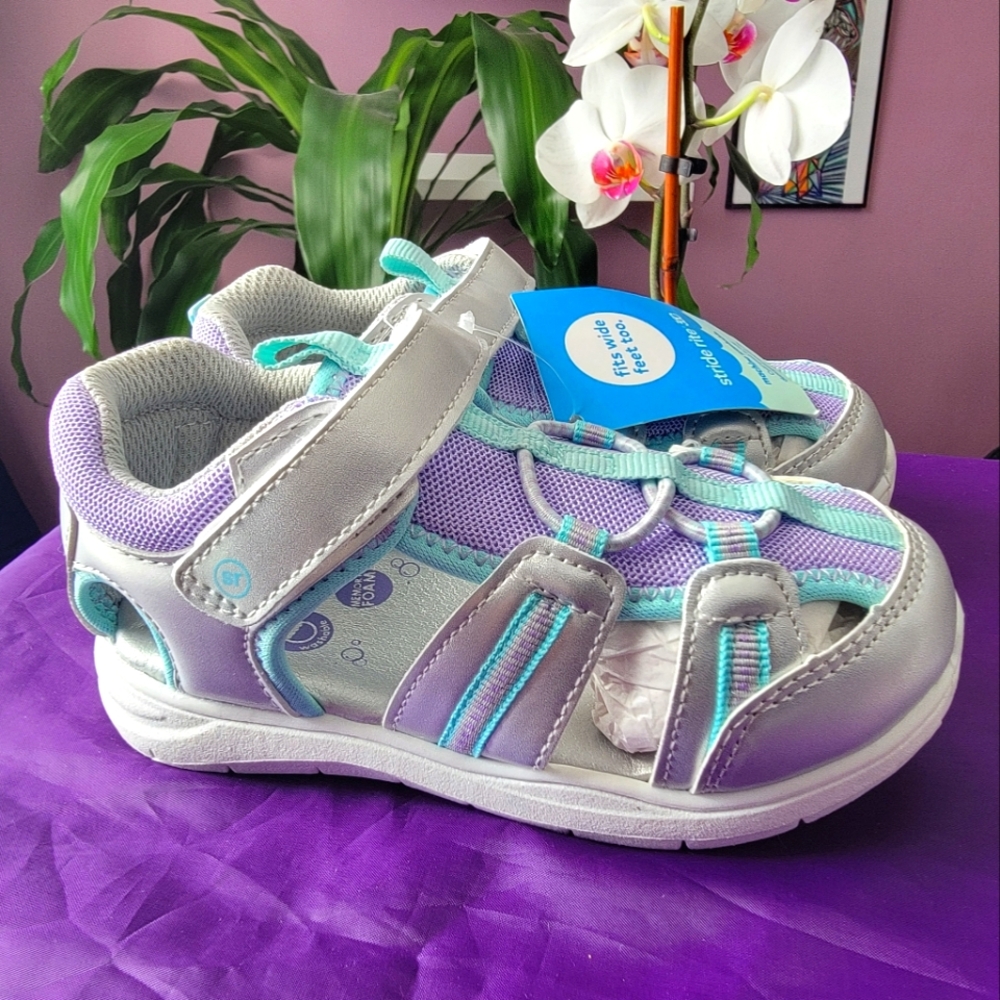 Stride Rite NWT Iggy Silver/Purple/Teal Sandal - size 9M (toddler)